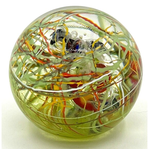 Murano Style Studio Glass Handblown Paperweight Multicolored Swirl‎ Ribbons Fish - Picture 3 of 16